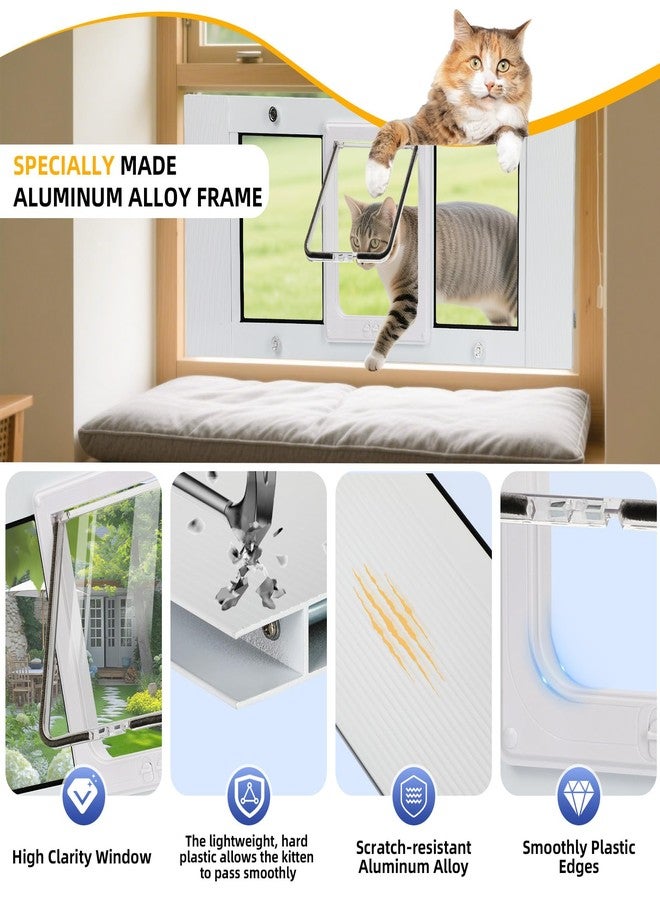 Lanmun Cat Door Window Insert, fits 23'‘-28’' Various Sliding Windows, 4 Flexible Locking Modes, High-Definition, high-Transparency cat Door for Windows, Magnetic Reset Design - Image 4